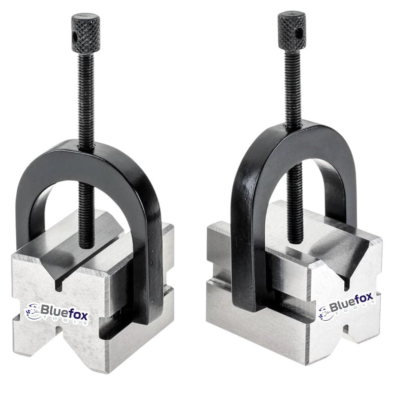 BLUE FOX V Block Set - Clamp Hardened Steel 90 Degree Angle Precision, 1-5/8x 1-1/4 x 1-1/4 | Mechanical Tool Set, Multi-Purpose Use for Machining & Layout | Engineering Product with Wooden Box - Image 4